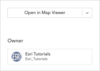 Layer item page identifying Esri_Tutorials as its owner