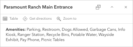 Trailhead pop-up for Paramount Ranch Main Entrance