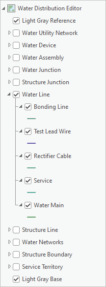 Contents pane with most layers turned off