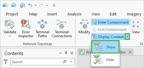 Display Content command set to Show