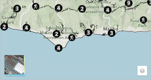 Toggle basemap and Open layer list buttons on map