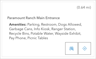 Paramount Ranch results card in English