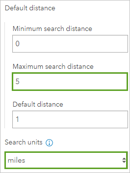 Maximum search distance and Search units parameters