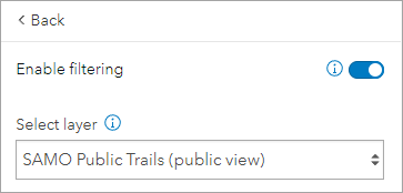 Enable filtering and Select layer parameters