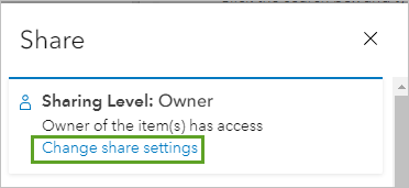 Change share settings option
