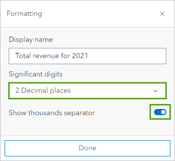 Numeric Formatting settings