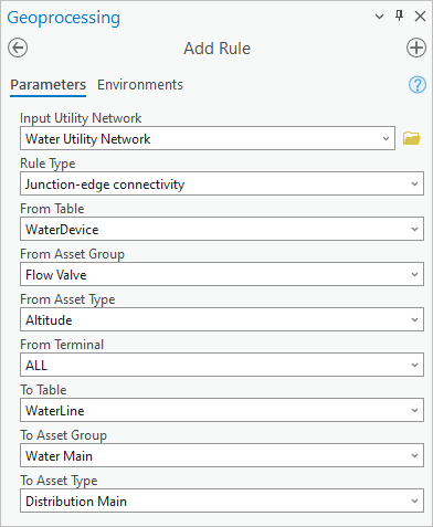 Add Rule tool parameters