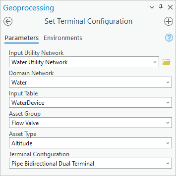 Set Terminal Configuration tool parameters
