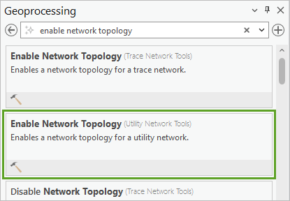 Enable Network Topology (Utility Network Tools) in the Geoprocessing pane