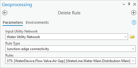 Delete Rule tool parameters