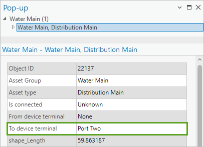 To device terminal set to Port Two in the pop-up