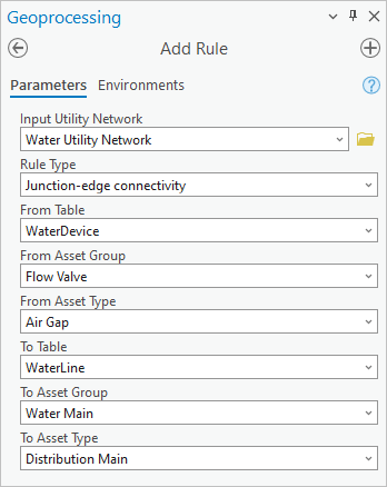 Add Rule tool parameters