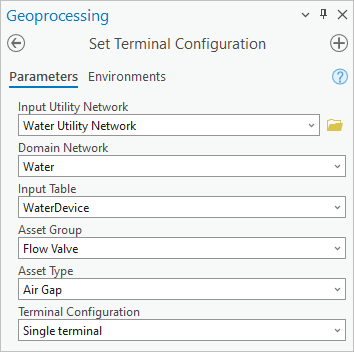 Set Terminal Configuration tool parameters