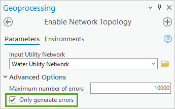 Only generate errors box checked