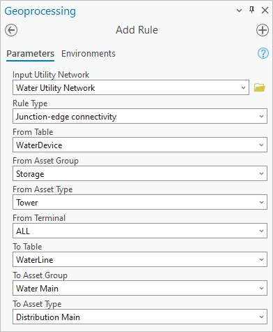 Add Rule tool parameters