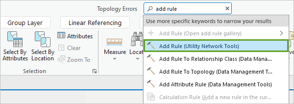 Add Rule (Utility Network Tools) in the Command Search menu