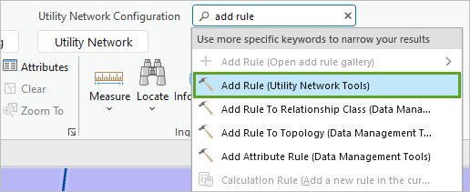 Add Rule (Utility Network Tools) in the Command Search menu