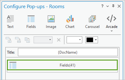 Fields in the Configure Pop-ups pane