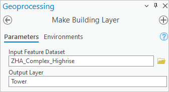 Parameters entered in the Make Building Layer pane