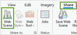 Web Scene in the Share As group on the Share tab