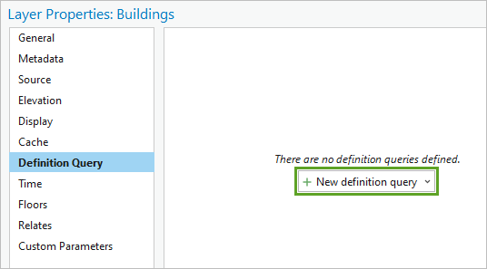 New definition query button on the Definition Query tab in the Layer Properties window