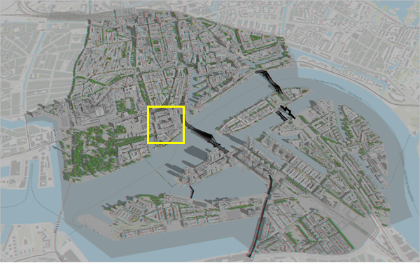 Area to zoom in to the scene where the De Zalmhaven complex is located