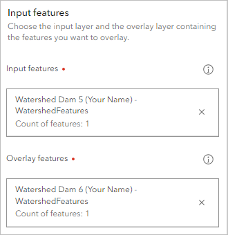 Overlay Layers tool input and overlay parameters