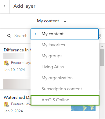 ArcGIS Online option