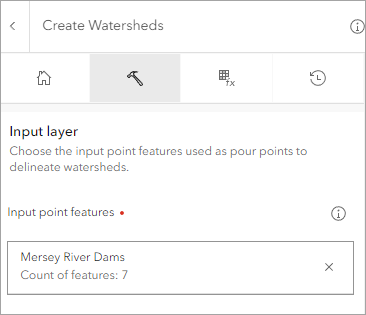 Create Watersheds tool parameters