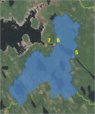 Difference in watershed area on the map