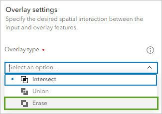 Choose Erase as the overlay method parameter.