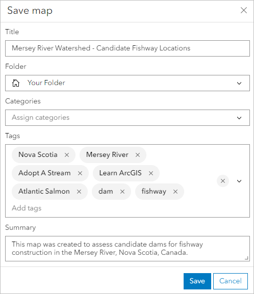 Save map window