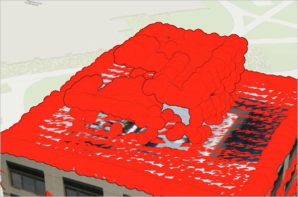 Lidar layer on and view of roof at a tilted angle