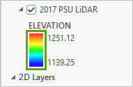 Symbology ramp for 2017 PSU LiDAR layer