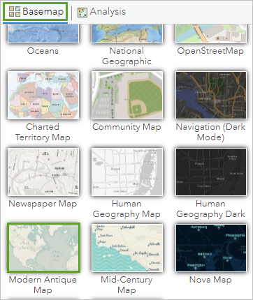 Modern Antique Map in the basemap gallery