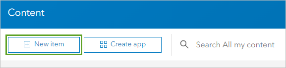 New item button on the Content tab