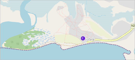 Sofala on the OpenStreetMap basemap