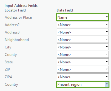 Chosen Data Field options