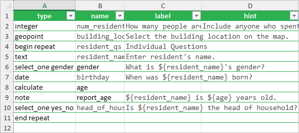 End repeat question added to the form