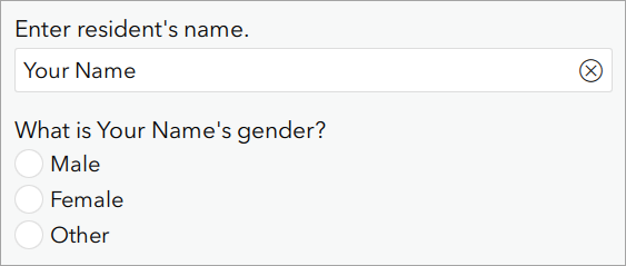 Name and gender questions in the survey