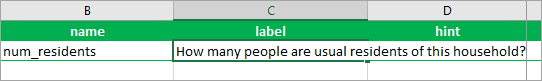 Label column with the question's label