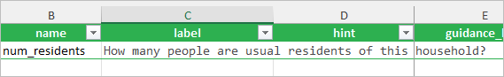 Label column with the question's label