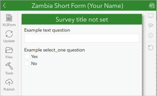 Default survey with example questions