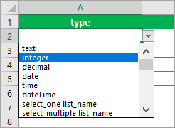 Integer option for type column