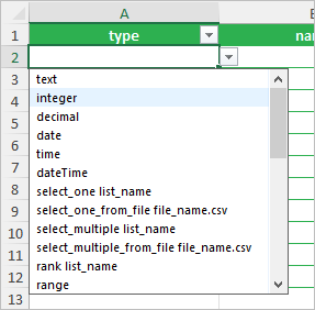 Integer option for type column