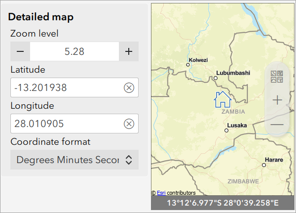 Map extent set to Zambia