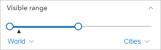 Visible range slider set to range from World to Cities.