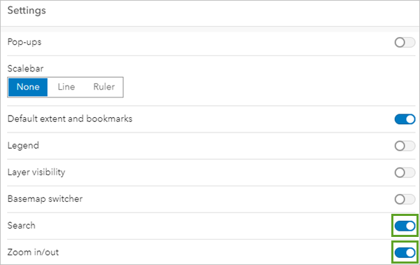 Map element settings