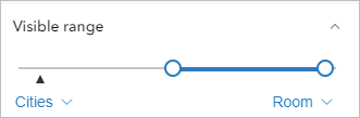 Visible range slider set to range from Cities to Room.