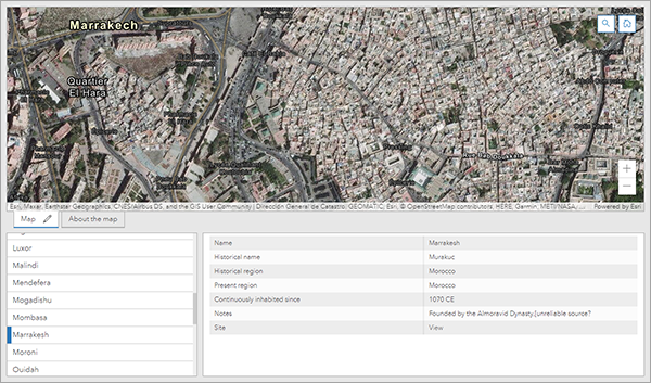 Dashboard with the map, list, and details elements visible